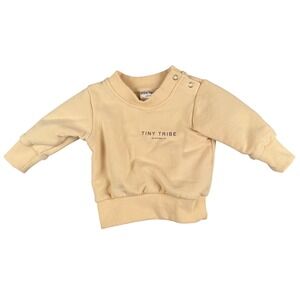 Tiny Tribe Sweatshirt Baby 3 6 Months Long Sleeve Crewneck Australia Snap Cream